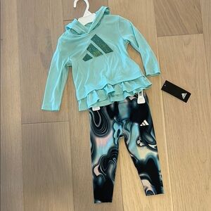 Adidas Aqua Hoodie and Patterned Leggings Set